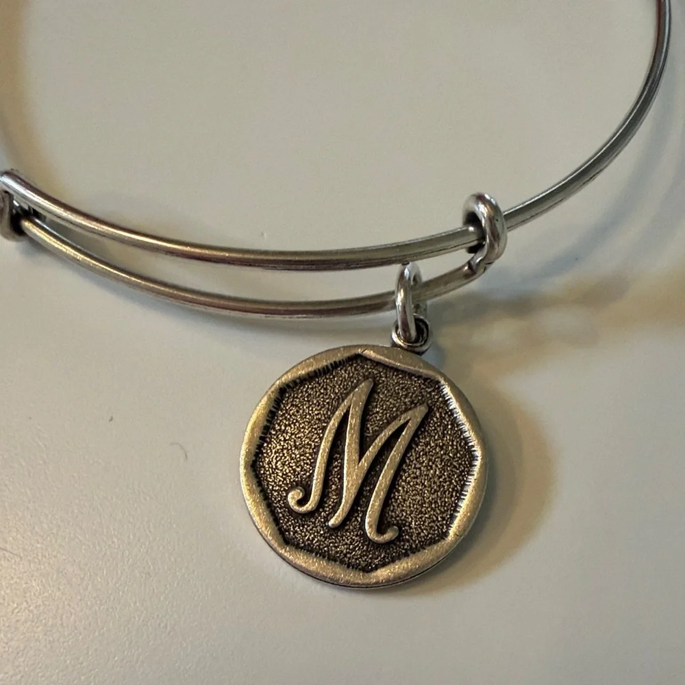 Alex and Ani Silver 'M' Charm Bracelet
